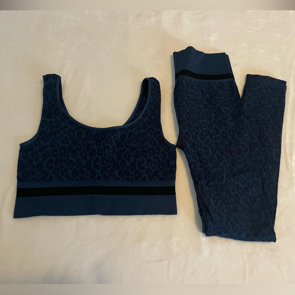Women's Blue Leopard Print Intimate Set
